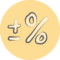 illustration of a plus, minus and percetage sign